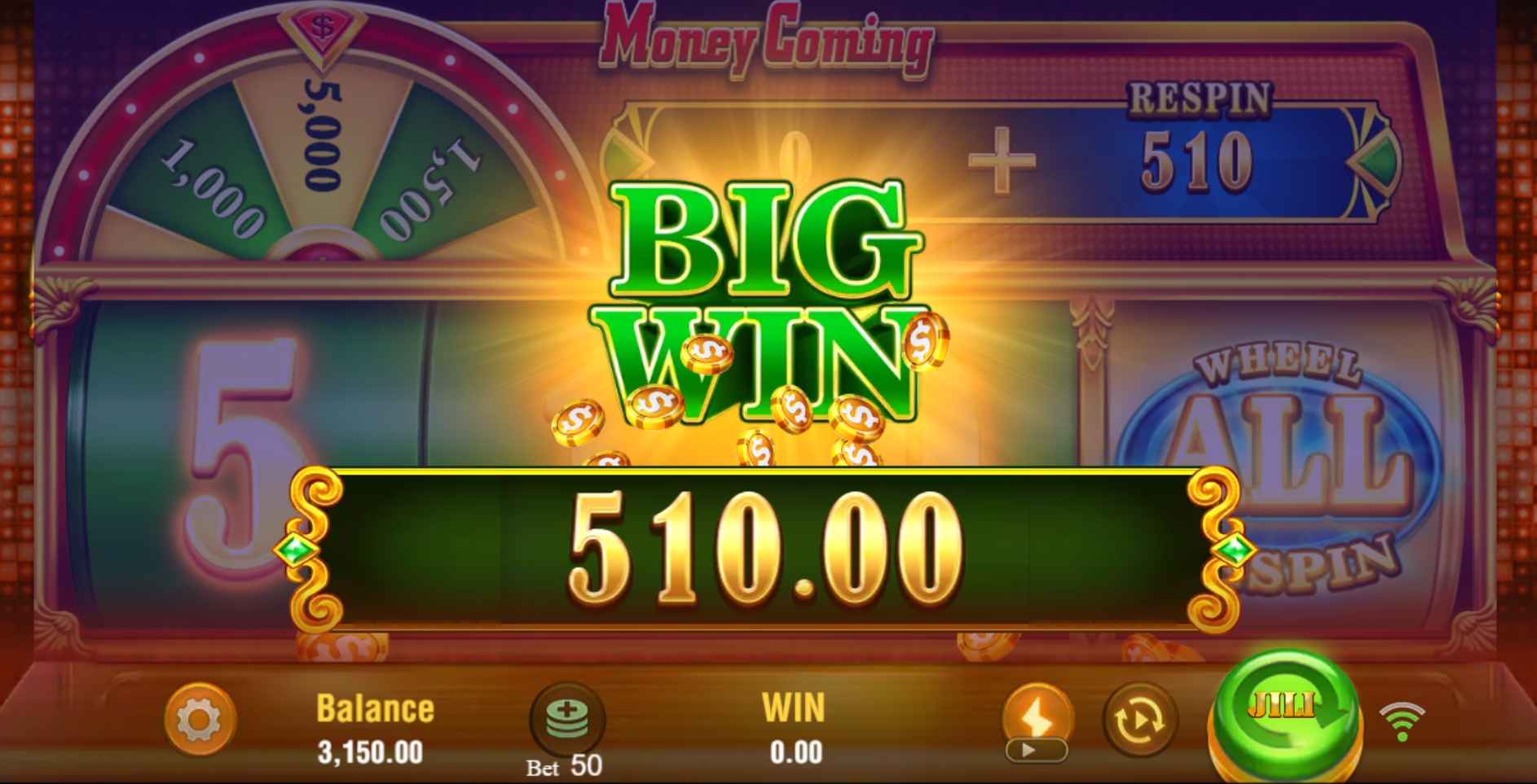 Money Coming slot machine features on 1win Indonesia site